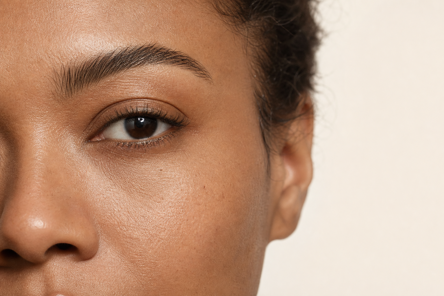 Natural-looking defined eyebrow with visible individual hair detail